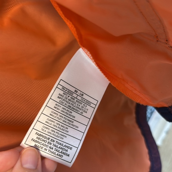 Kids Nike Navy Mesh Jacket With Hood and Orange Inner Lining, L (12-14) - Picture 7 of 7